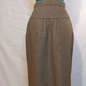 Vintage Checked Wool Pencil Skirt